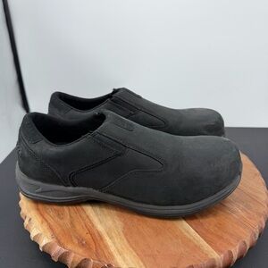 Redwing Comfort Pro black leather slip-on shoes with a safety toe sz 9